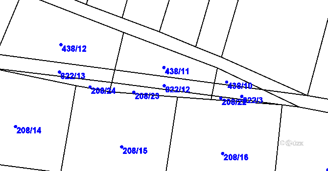 Parcela st. 822/12 v KÚ Křižínkov, Katastrální mapa