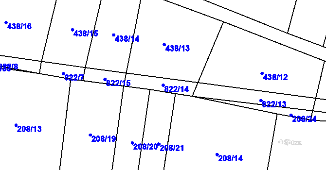 Parcela st. 822/14 v KÚ Křižínkov, Katastrální mapa