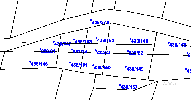 Parcela st. 822/23 v KÚ Křižínkov, Katastrální mapa
