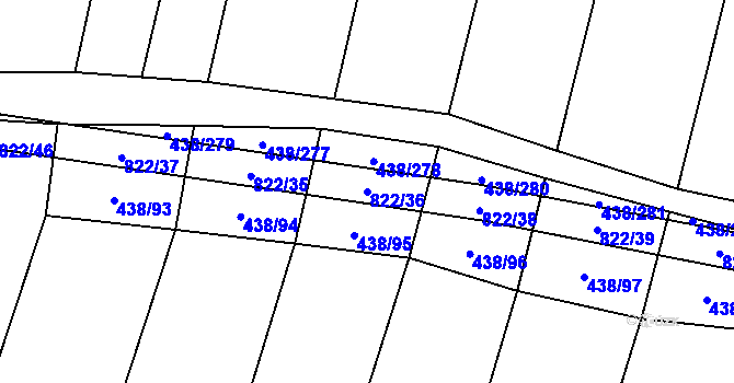 Parcela st. 822/36 v KÚ Křižínkov, Katastrální mapa