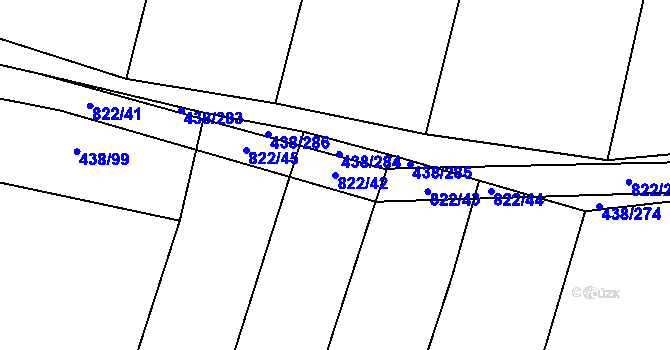 Parcela st. 822/42 v KÚ Křižínkov, Katastrální mapa
