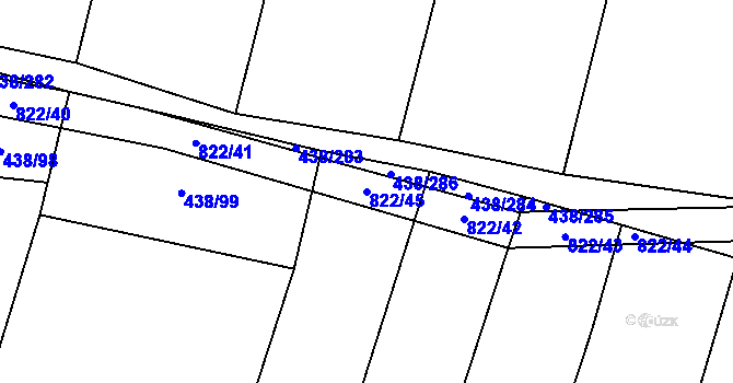 Parcela st. 822/45 v KÚ Křižínkov, Katastrální mapa
