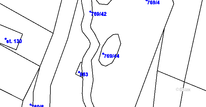 Parcela st. 769/44 v KÚ Křižínkov, Katastrální mapa