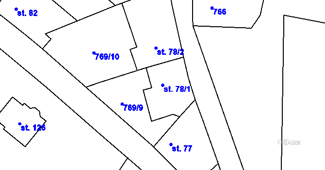 Parcela st. 78/1 v KÚ Křižínkov, Katastrální mapa