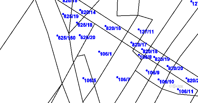 Parcela st. 106/1 v KÚ Křižínkov, Katastrální mapa