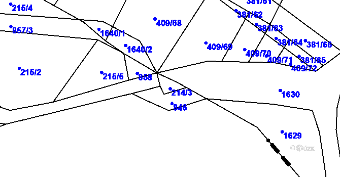 Parcela st. 214/3 v KÚ Křižínkov, Katastrální mapa