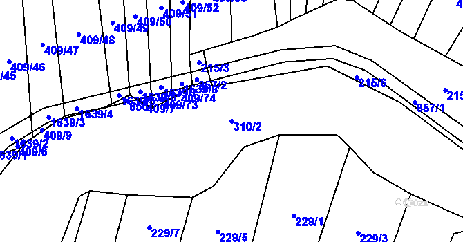 Parcela st. 310/2 v KÚ Křižínkov, Katastrální mapa