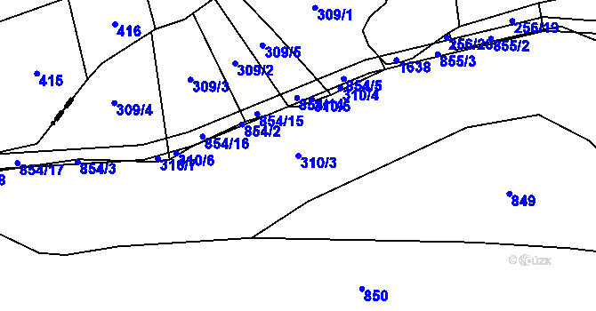 Parcela st. 310/3 v KÚ Křižínkov, Katastrální mapa