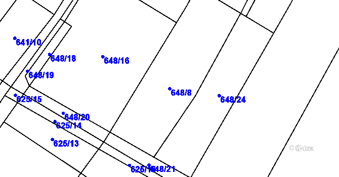 Parcela st. 648/8 v KÚ Křižínkov, Katastrální mapa