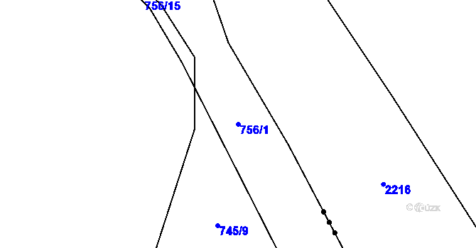 Parcela st. 756/1 v KÚ Křižínkov, Katastrální mapa