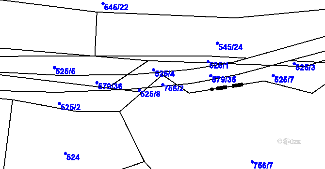 Parcela st. 756/2 v KÚ Křižínkov, Katastrální mapa