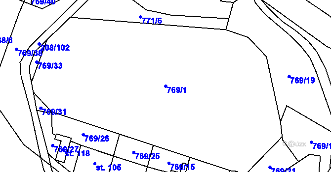 Parcela st. 769/1 v KÚ Křižínkov, Katastrální mapa