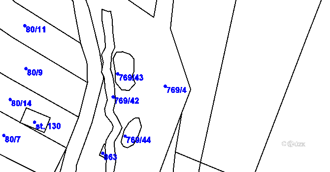 Parcela st. 769/4 v KÚ Křižínkov, Katastrální mapa