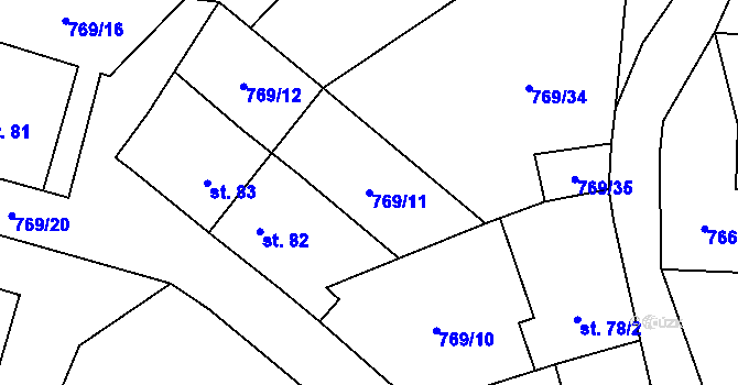 Parcela st. 769/11 v KÚ Křižínkov, Katastrální mapa