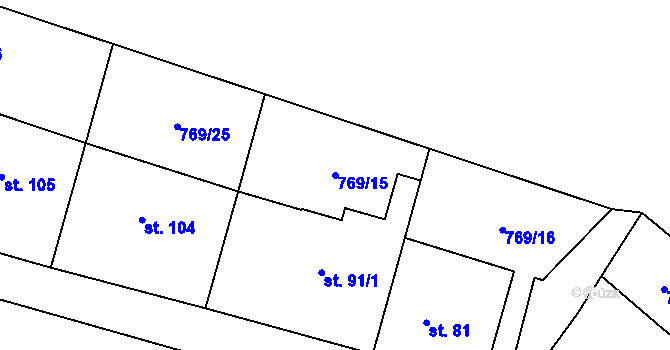 Parcela st. 769/15 v KÚ Křižínkov, Katastrální mapa