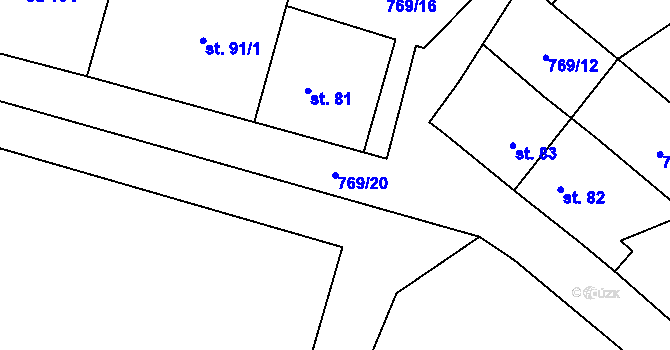 Parcela st. 769/20 v KÚ Křižínkov, Katastrální mapa