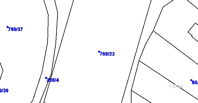 Parcela st. 769/23 v KÚ Křižínkov, Katastrální mapa