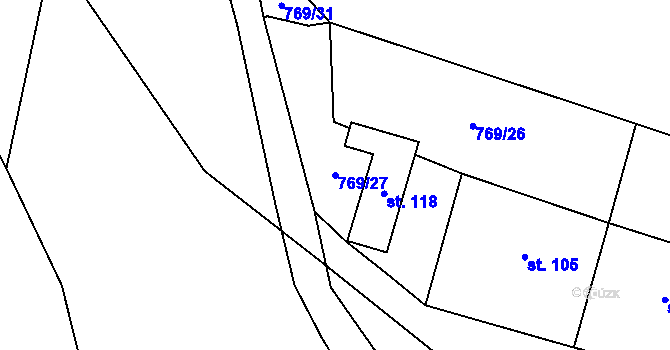 Parcela st. 769/27 v KÚ Křižínkov, Katastrální mapa