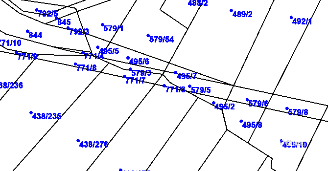Parcela st. 771/3 v KÚ Křižínkov, Katastrální mapa