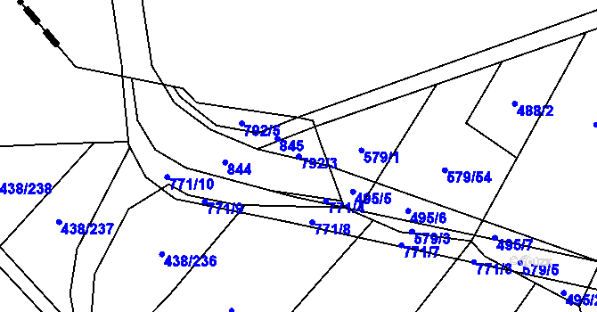 Parcela st. 792/3 v KÚ Křižínkov, Katastrální mapa