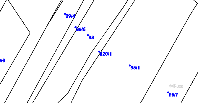 Parcela st. 820/1 v KÚ Křižínkov, Katastrální mapa