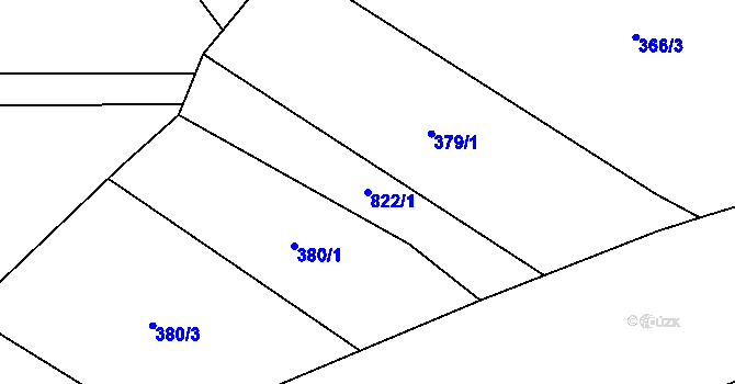 Parcela st. 822/1 v KÚ Křižínkov, Katastrální mapa