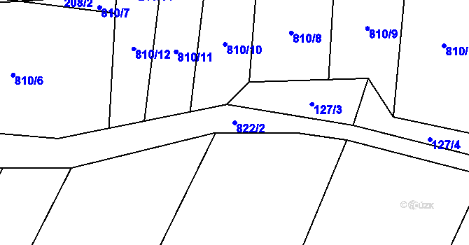 Parcela st. 822/2 v KÚ Křižínkov, Katastrální mapa