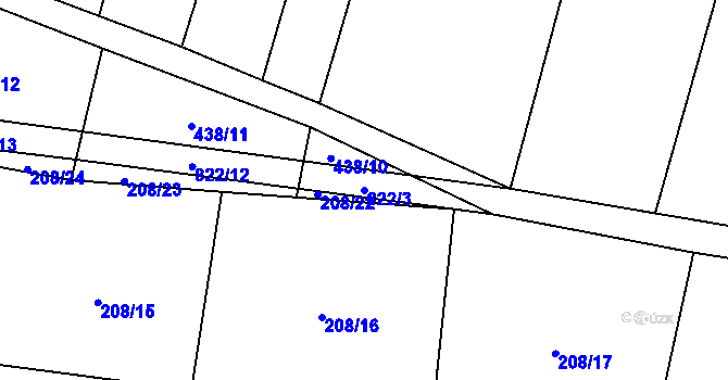 Parcela st. 822/3 v KÚ Křižínkov, Katastrální mapa