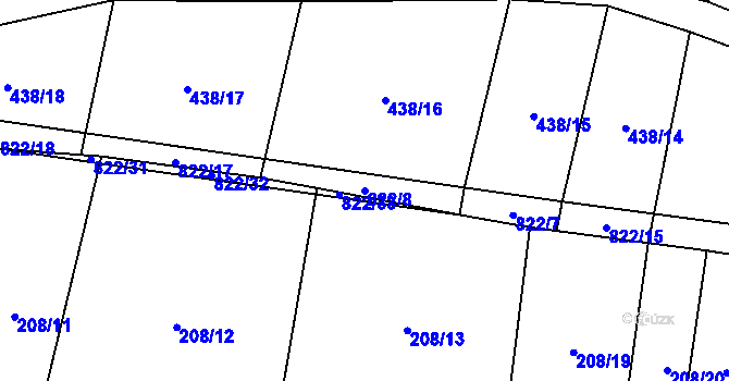 Parcela st. 822/8 v KÚ Křižínkov, Katastrální mapa