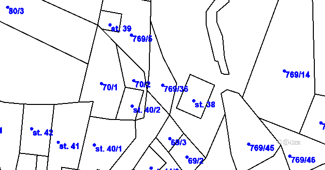 Parcela st. 769/36 v KÚ Křižínkov, Katastrální mapa