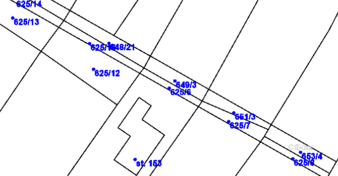 Parcela st. 625/6 v KÚ Křižínkov, Katastrální mapa