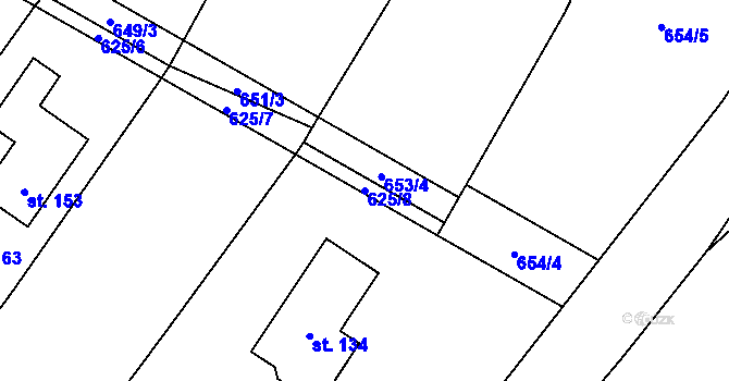 Parcela st. 625/8 v KÚ Křižínkov, Katastrální mapa