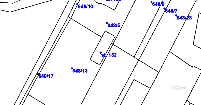 Parcela st. 152 v KÚ Křižínkov, Katastrální mapa