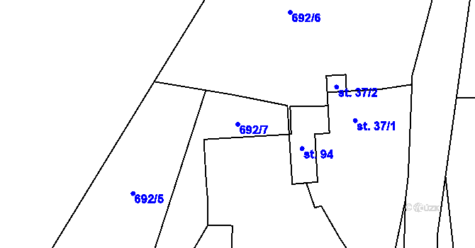 Parcela st. 692/7 v KÚ Čenětice, Katastrální mapa