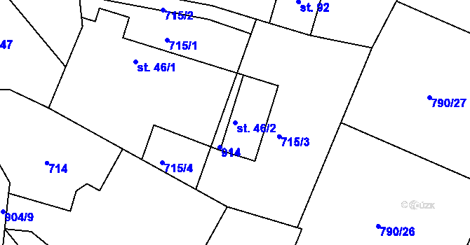 Parcela st. 46/2 v KÚ Čenětice, Katastrální mapa