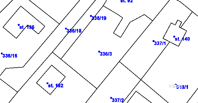 Parcela st. 336/3 v KÚ Křížkový Újezdec, Katastrální mapa
