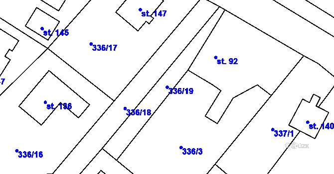 Parcela st. 336/19 v KÚ Křížkový Újezdec, Katastrální mapa