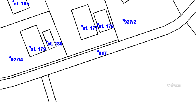 Parcela st. 917 v KÚ Křížkový Újezdec, Katastrální mapa