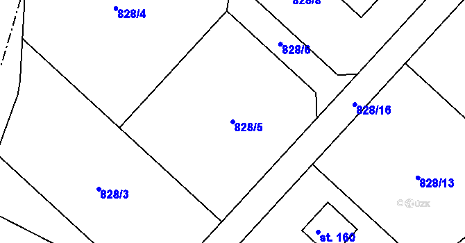 Parcela st. 828/5 v KÚ Křížkový Újezdec, Katastrální mapa