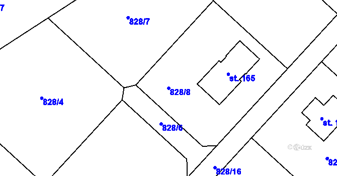 Parcela st. 828/8 v KÚ Křížkový Újezdec, Katastrální mapa