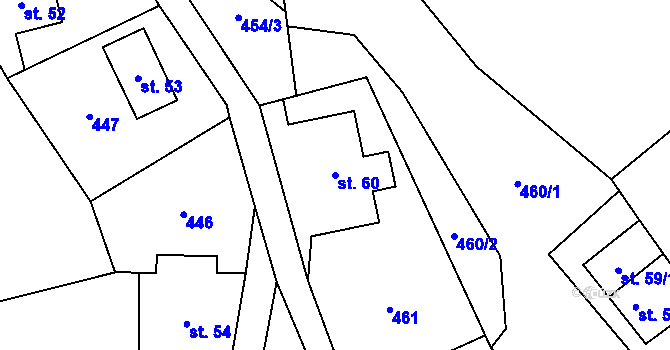 Parcela st. 60 v KÚ Křížlice, Katastrální mapa
