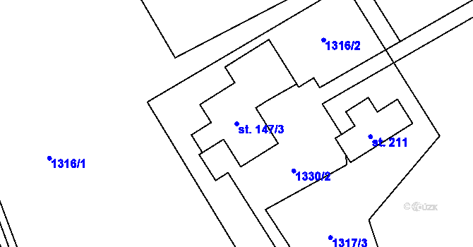 Parcela st. 147/3 v KÚ Křížlice, Katastrální mapa