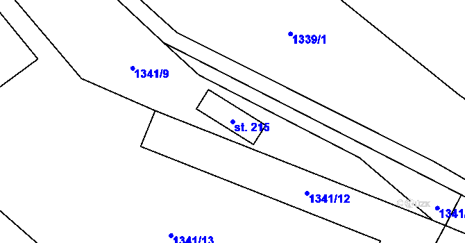 Parcela st. 215 v KÚ Křížlice, Katastrální mapa