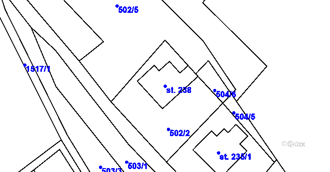 Parcela st. 238 v KÚ Křížlice, Katastrální mapa