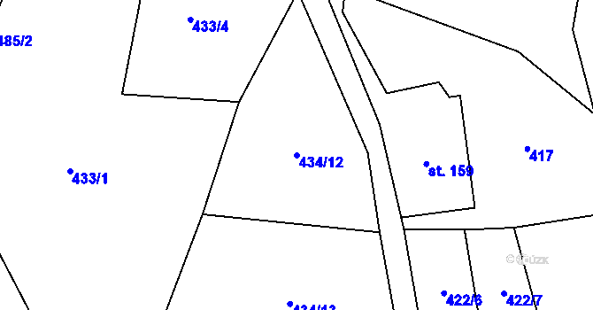 Parcela st. 434/12 v KÚ Křížlice, Katastrální mapa