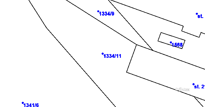 Parcela st. 1334/11 v KÚ Křížlice, Katastrální mapa
