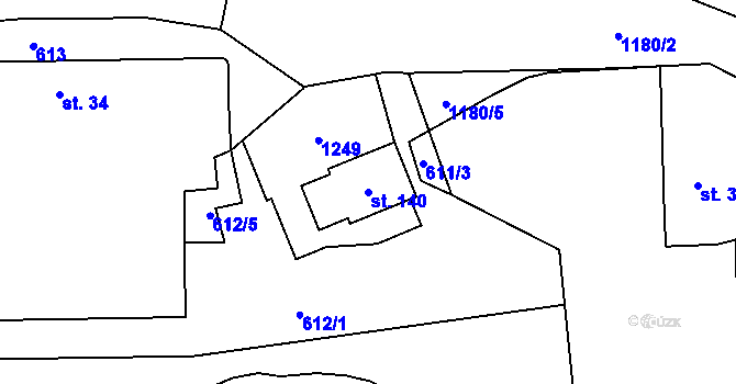 Parcela st. 140 v KÚ Křížov pod Blaníkem, Katastrální mapa