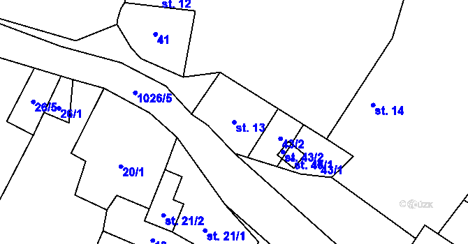 Parcela st. 13 v KÚ Křížov, Katastrální mapa