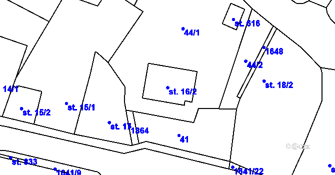 Parcela st. 16/2 v KÚ Krucemburk, Katastrální mapa