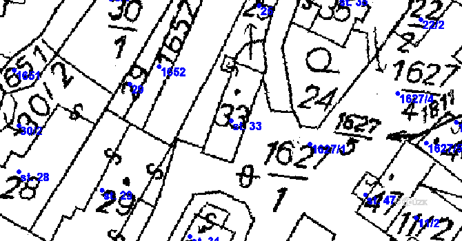 Parcela st. 33 v KÚ Krucemburk, Katastrální mapa